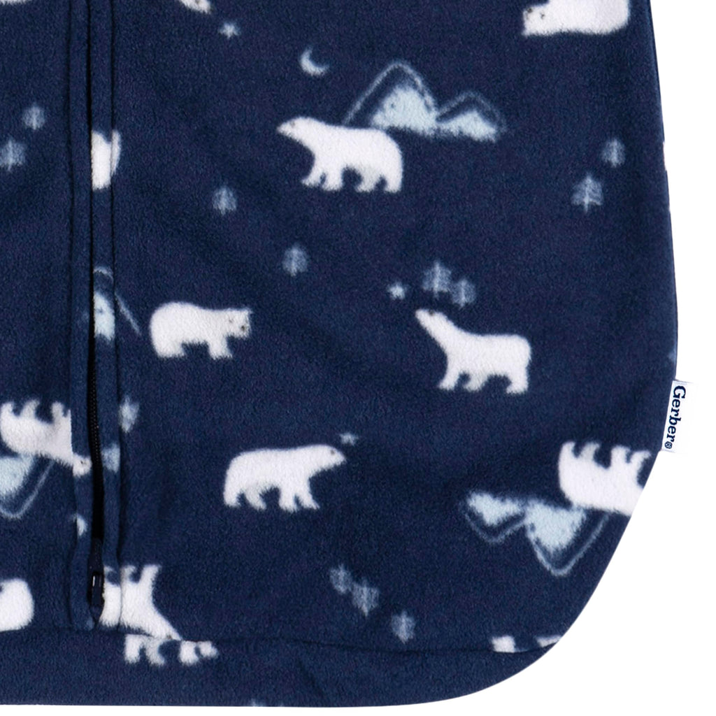 Gerber Baby Unisex Fleece Wearable Blanket, Polar Bears, 0-6 Months