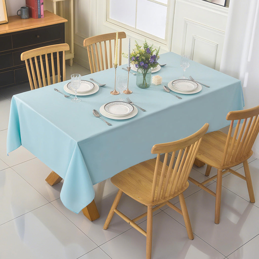 ZarzaaSik 6-Pack Round 90-inch Dusty Blue Table Cloths, Solid Stain and Wrinkle Resistant Circular Tablecloth, Premium Plain Weave Polyester Fabric Table Linen Covers for Hotel, Banquet