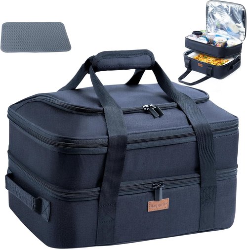 BAGSPRITE Expandable Insulated Casserole Carrier - Thermal Tote for Hot or Cold Food | Fits 9" x 13" Dish