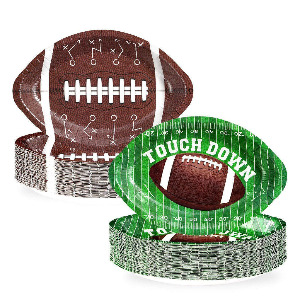 Grencian 100Pcs Football Party Plates 12.6" x 8.8" Heavy Duty Disposable Football Paper Plates for Gameday Sport Theme Tailgate Party Decorations