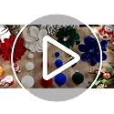 Green Velvet Christmas Tree Decorations Set with Poinsettias & Ornaments