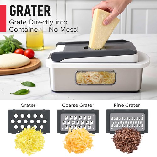 Mueller Pro-Series 10-in-1, 8 Blade Stainless Steel Multi Vegetable Chopper And Mandoline Slicer, Kitchen Accessories and Essentials, Food and Veggie Chopper, Mincer, Dicer, White Sand/Grey