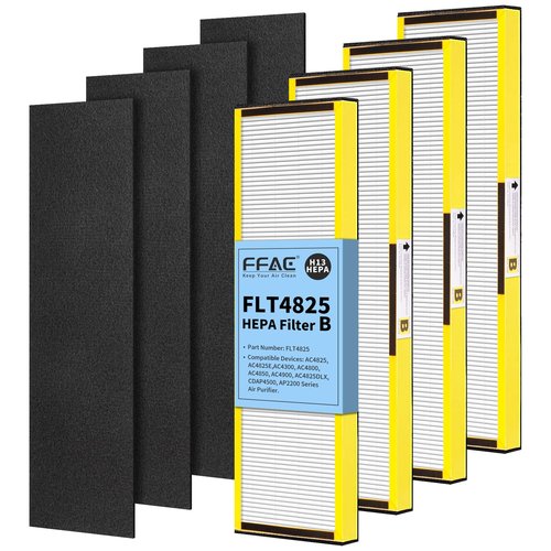 FFAC FLT4825 Filter B HEPA Pure Replacement Compatible with GermGuardian AC4825, AC4825E, AC4300, AC4800, AC4900, AC4850 Air Purifier, 4 Pack