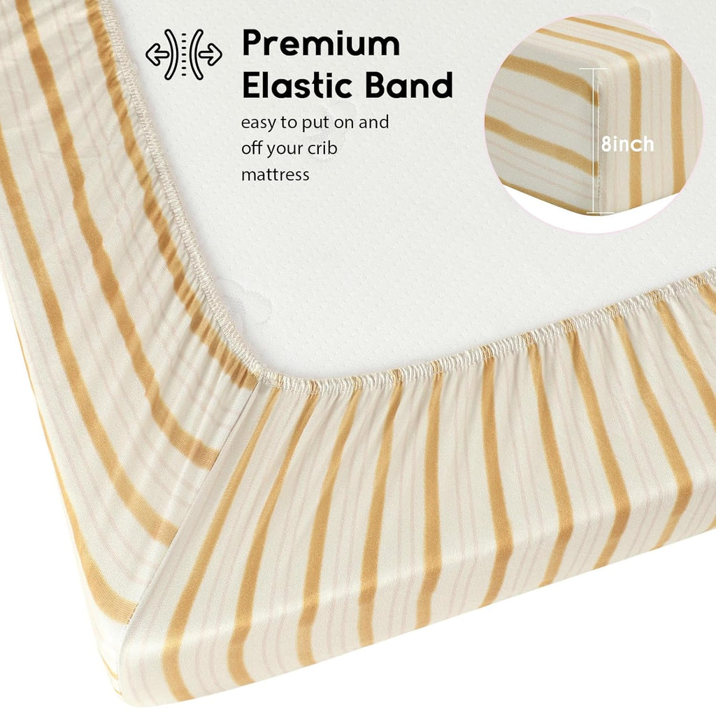 Yoofoss Fitted Baby Crib Sheets - Super Soft Microfiber 2-Pack for Standard Crib & Toddler Mattress | 28x52x8in (Brown & Stripe)