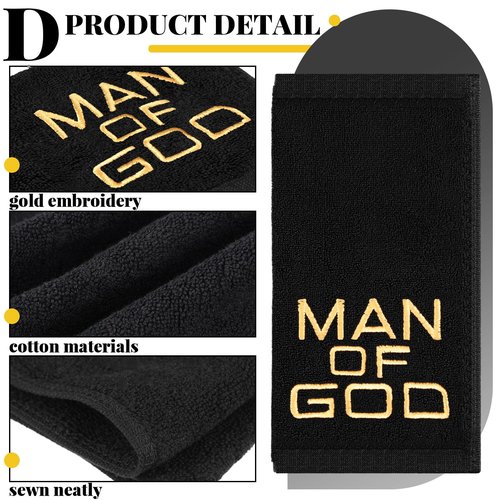 Buryeah 6 Pcs Pastor Towels for Men Women Christmas Pastors Appreciation Gifts Christian Cross Woman of God Church Clergy Hand Towels Handkerchiefs for Xmas Holiday Birthday Gifts(Black,Man of God)