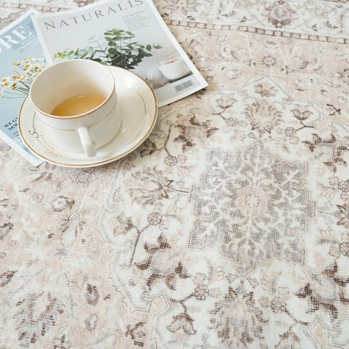 Hallway Washable Runner Rug - Vintage Soft Non-Slip Indoor Carpet for Entryway | 2x7 Beige