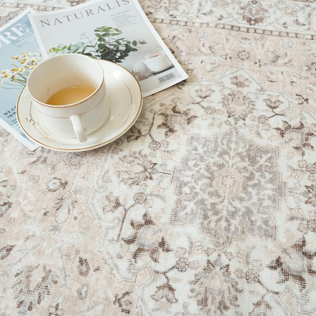 Skiennix Vintage Washable Runner Rug - Soft Non-Slip Kitchen & Hallway Mat | Stain Resistant, 2x6 ft
