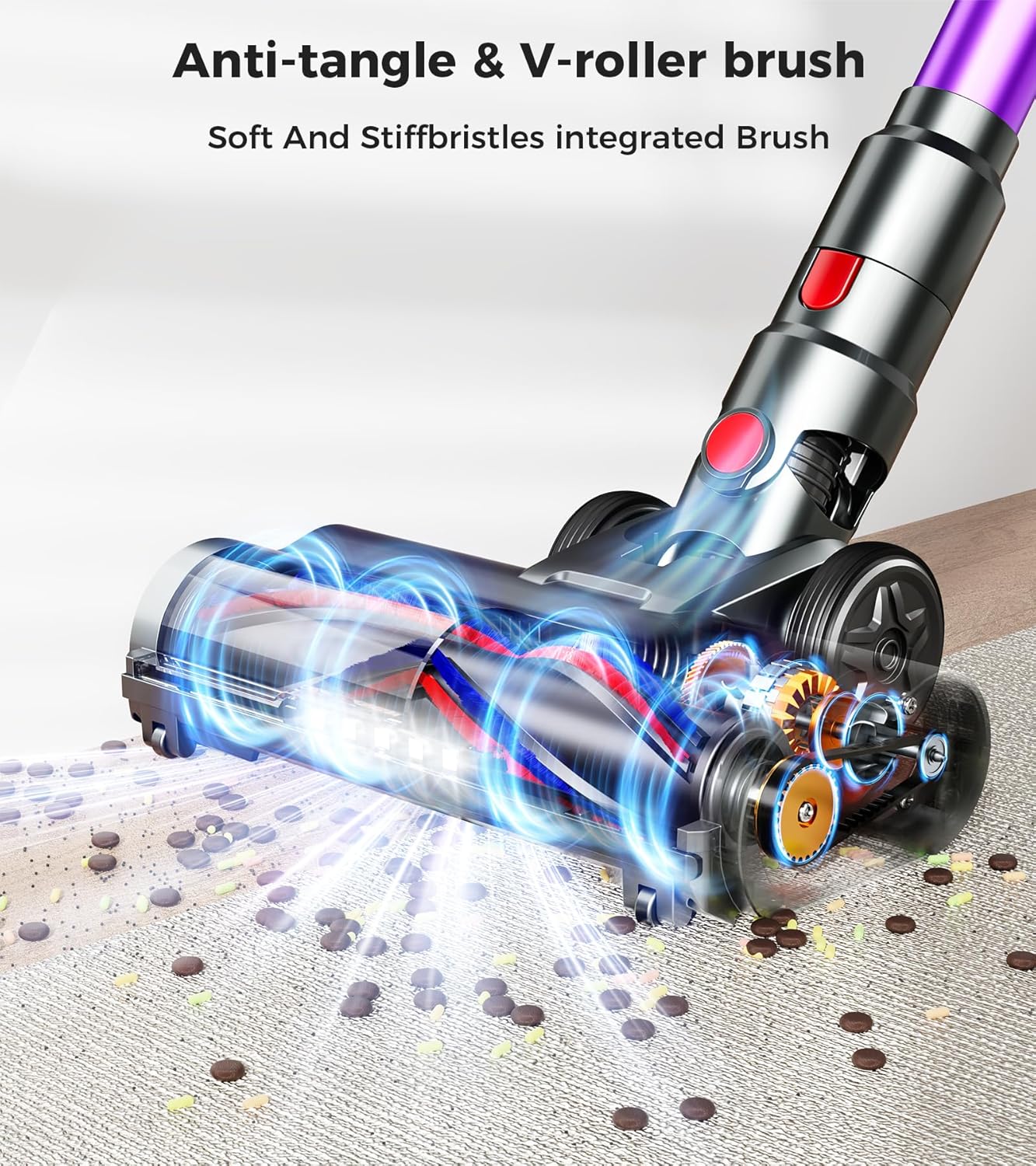 Skiennix Cordless Vacuum Cleaner - 550W 45Kpa Power | 60-Minute Runtime, LED Display, Self-Standing & Anti-Tangle Design