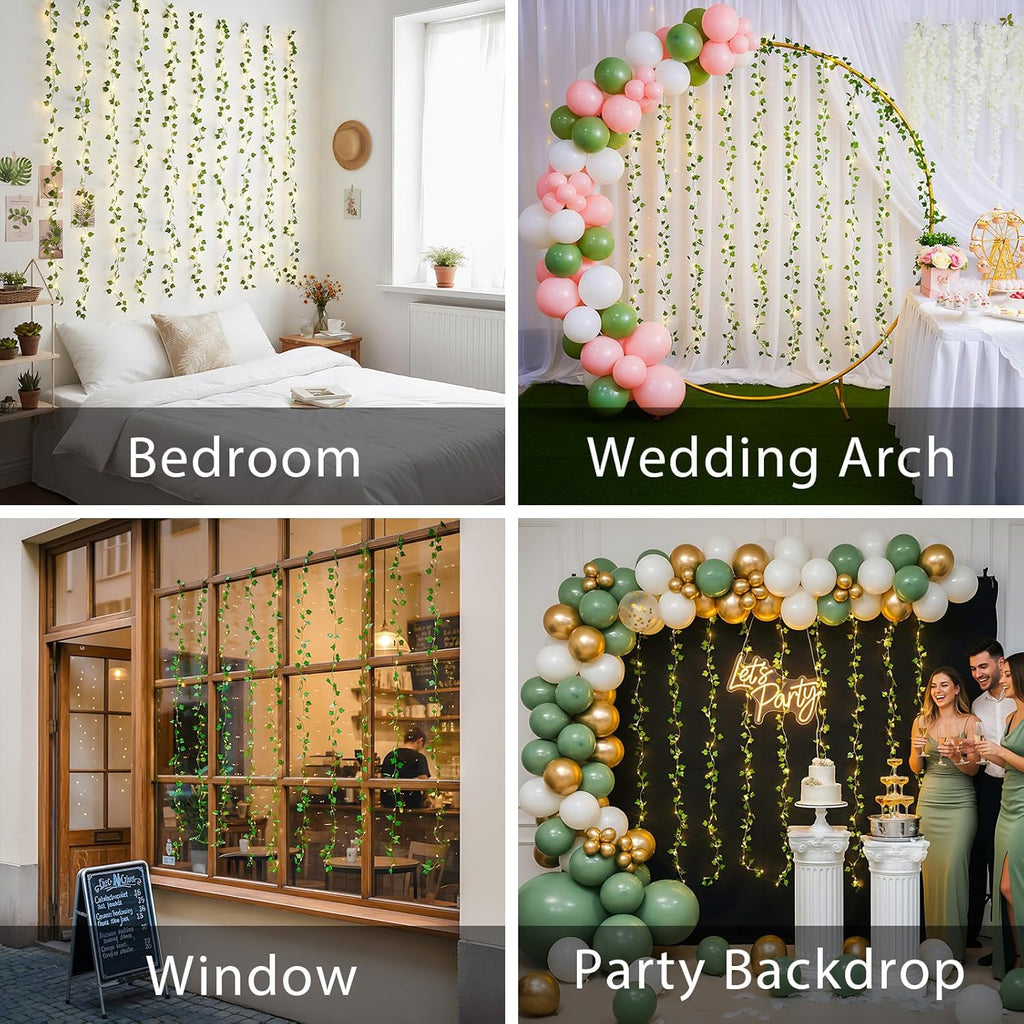 Suddus Vines with Lights - 150 LED Fairy Lights for Bedroom & Party Decor | 6.5ft x 4.9ft Ivy Curtain