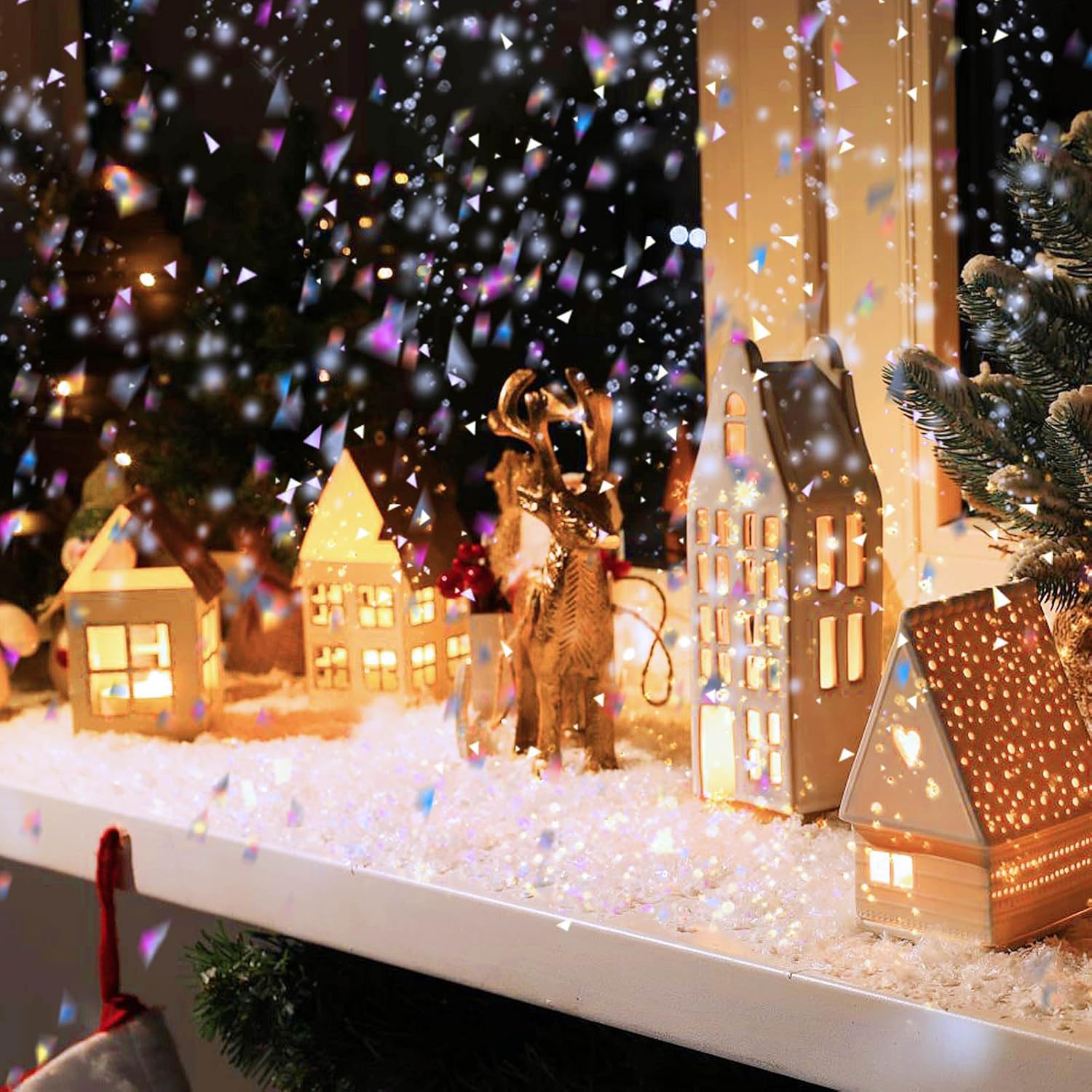 RGQSUN Christmas Artificial Flake Snow - Sparkling Fake Snow for Crafts & Party Decor | 8.8oz