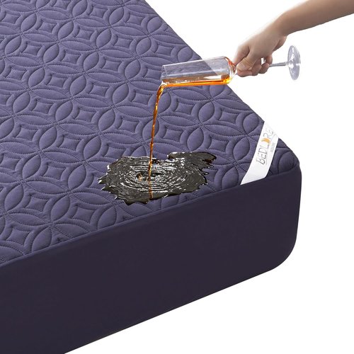 **BEDLORE Waterproof Mattress Protector - King Size Deep Pocket Cover for Soft, Dirt-Proof Comfort | Navy Blue**