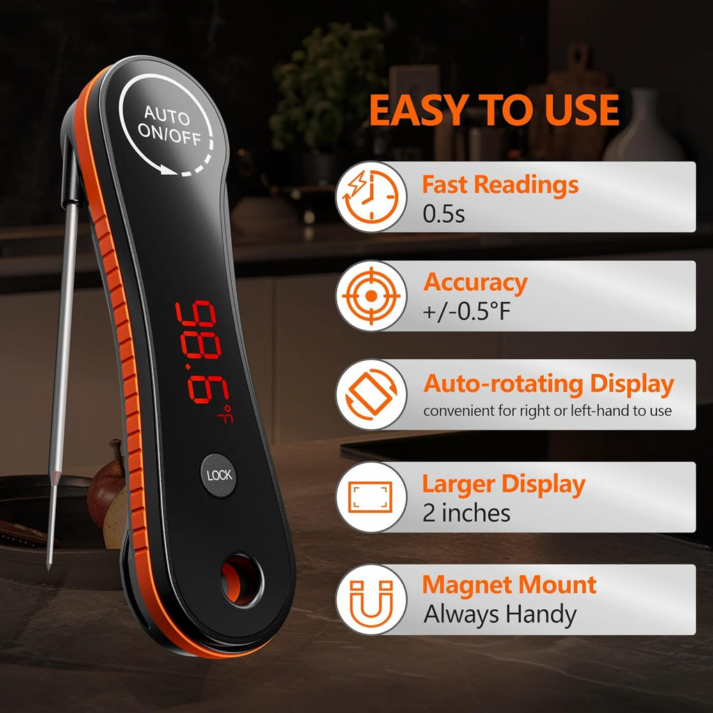 Paysean Digital Meat Thermometer - Instant Read in 0.5 Seconds | Perfect for Grilling, BBQ, and Candy