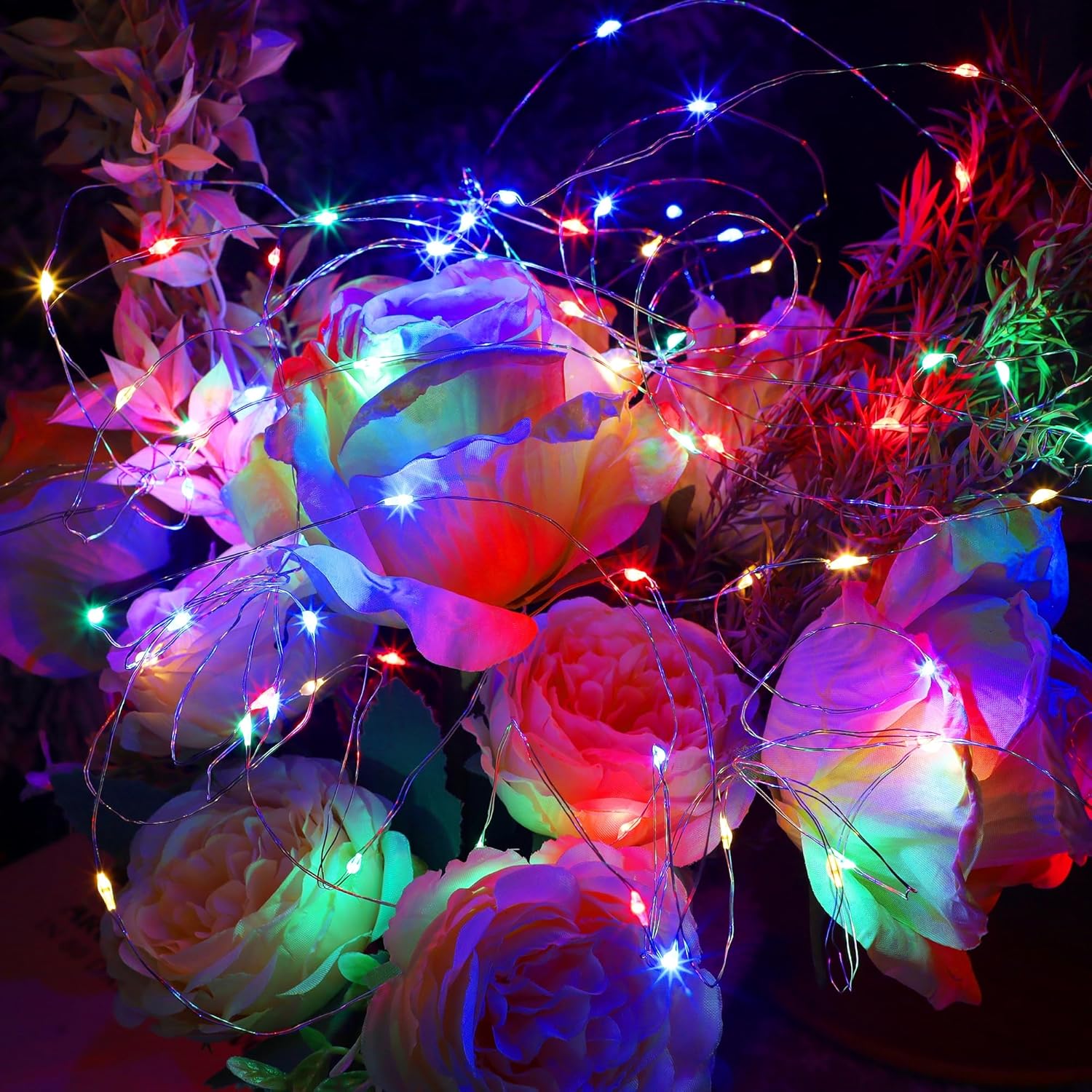 WATERGLIDE 12 Pack Colorful Fairy Lights - Waterproof 20 LED Mini String Lights for DIY Decor | 7 ft Silver Wire