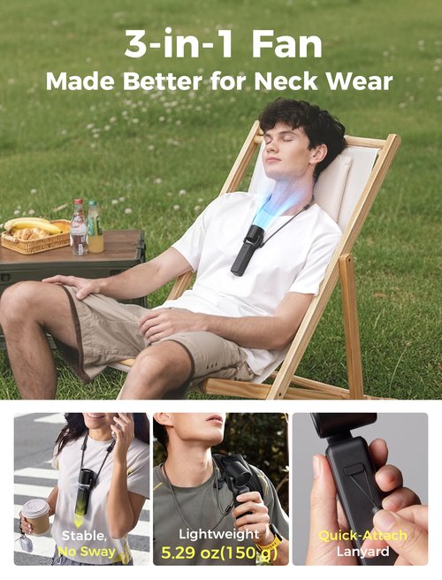 Aecooly Ultra-Pocket Portable Handheld Turbo Fan, 5 Gear AirGimbal Jet Force Airflow, Up to 17 Working Hours, USB Rechargeable Personal Battery Operated Mini Fan, for Travel/Outdoor/Vacation -Black