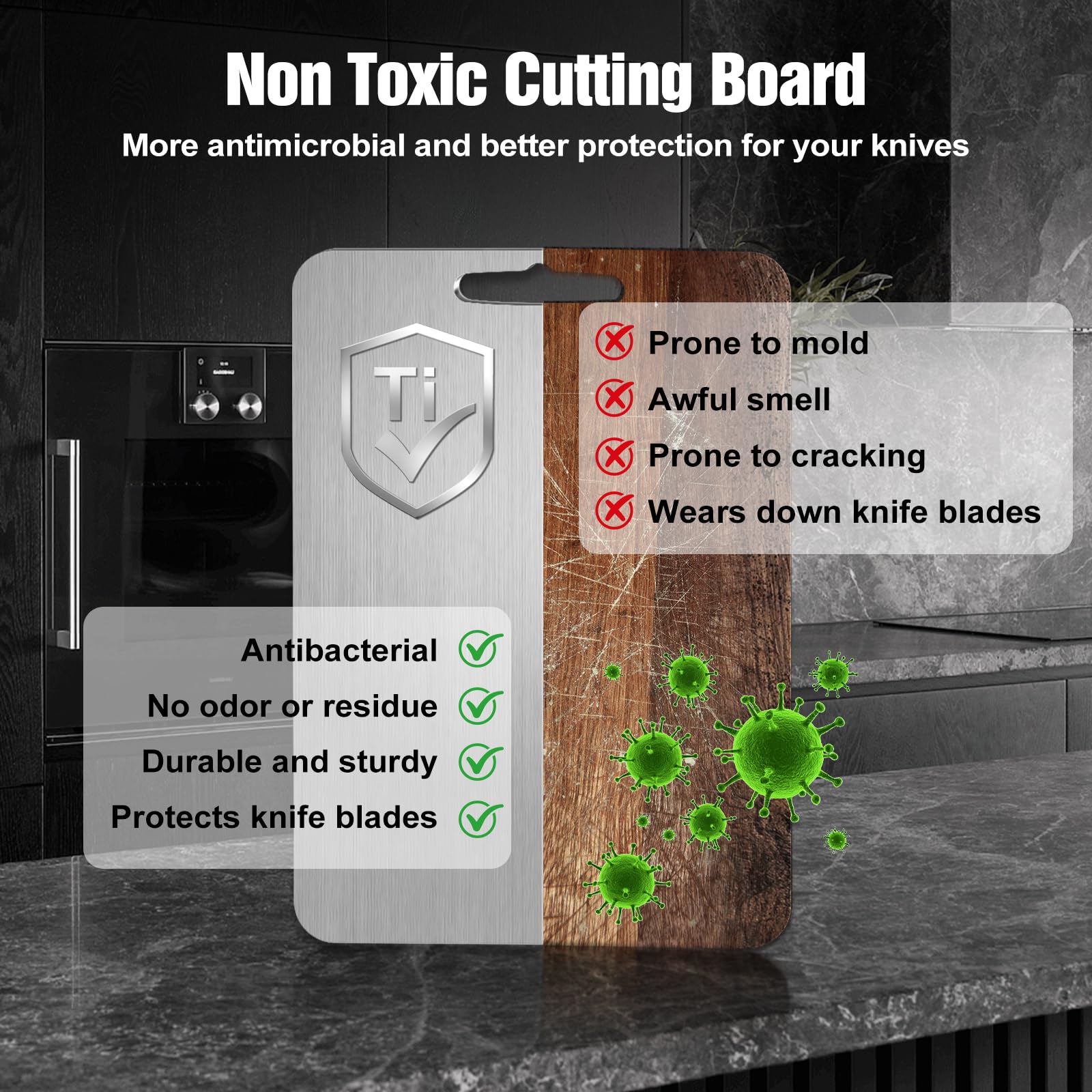 Titanium Cutting Board for Kitchen - 100% Pure Titanium Cutting Boards Non Toxic - 2026 New Upgrade Double Sided Metal Chopping Boards for Meat, Vegetables, Fruits, Dishwasher Safe (S+M+L, 3-Pack)