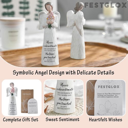 FESTGLOX Retirement Gifts for Women - Charming 5.3" Retired Angel Figurine | Perfect for Nurses & Teachers