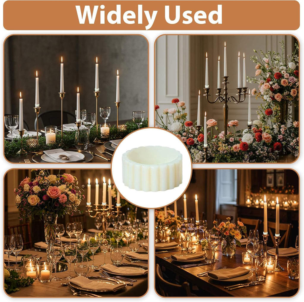 Skiennix Silicone Taper Candle Holders - 8PCS Rubber Gripper Rings for Weddings & Home Decor
