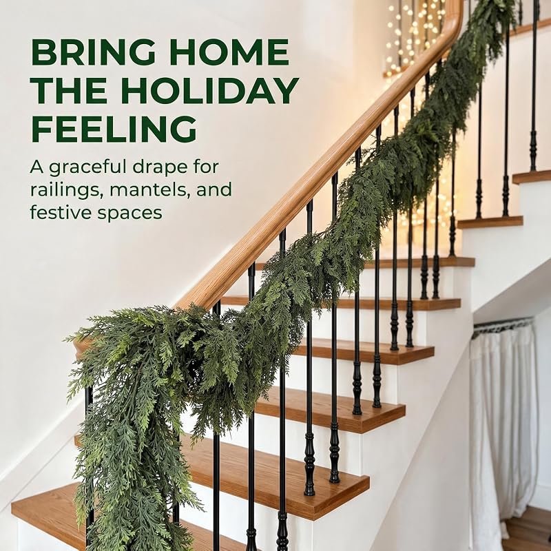 Artificial Cedar Christmas Garland Décor Gradient 9FT (1PC) - Quozzyllix