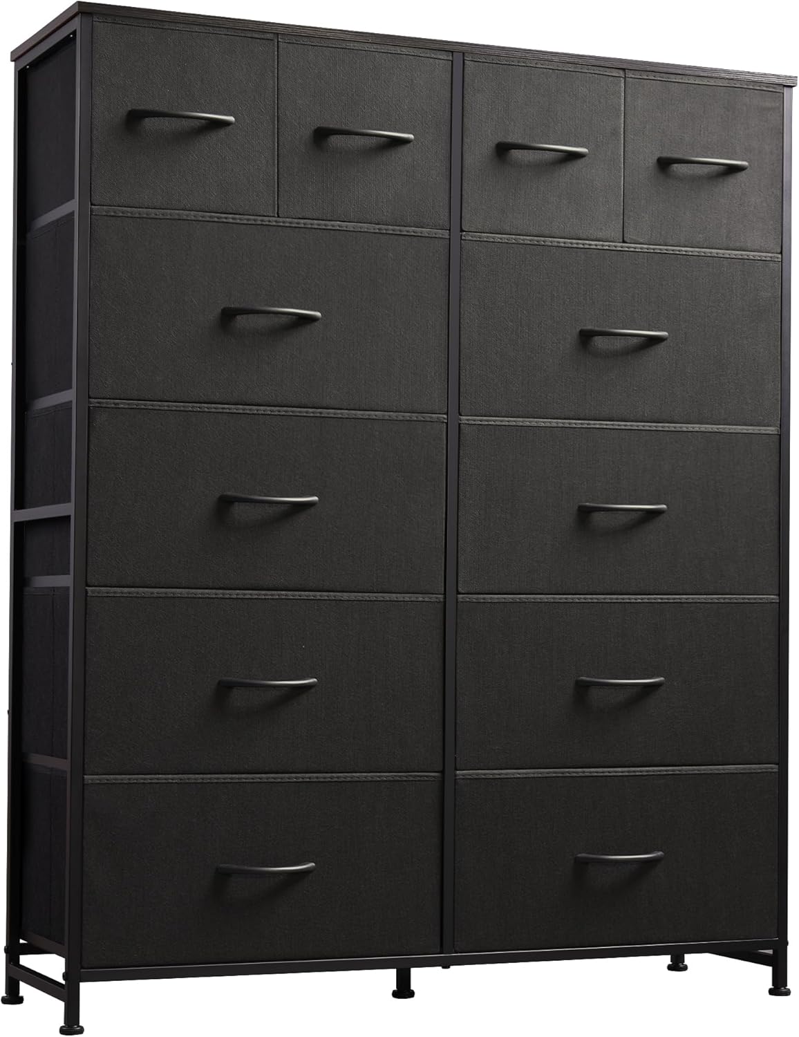 WLIVE Tall Dresser - 12 Drawer Fabric Storage Solution for Bedroom & Living Room - Charcoal Black