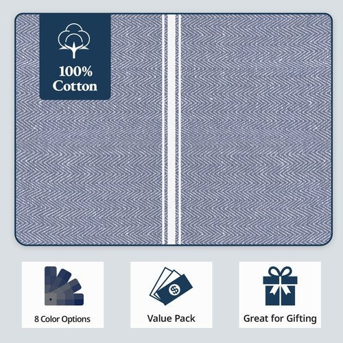 Lane Linen Kitchen Towel Set - 100% Cotton Dish Towels, Lint-Free, 6 Pack, 14"x25", Blue Chambray