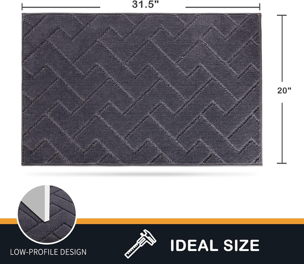 PURRUGS Dirt Trapping Door Mat - Non-Slip, Machine Washable, Super Absorbent Entry Rug | 20" x 31.5", Grey