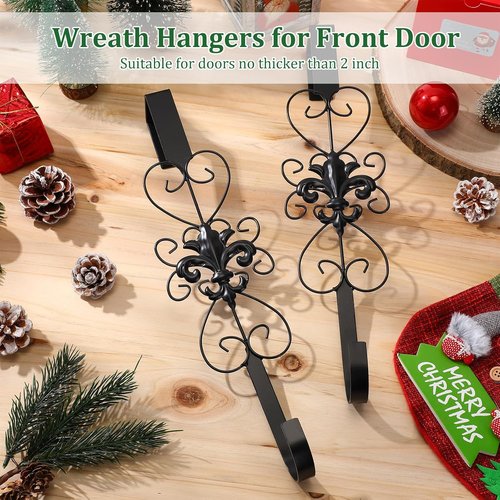 Heavy Duty Metal Wreath Hanger by [Brand Name] - Elegant 15.5 Inch Design for Indoor/Outdoor Decor | Black