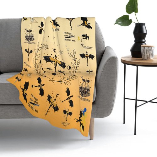 Hidykelsdey Fourth Dragon Wing Blanket Dragon Merch Gift for Teen Adult Kids Throw Blankets Book Lover Fashion Graphic Air Conditioner Blanket (Yellow, 50" L x 40" W)