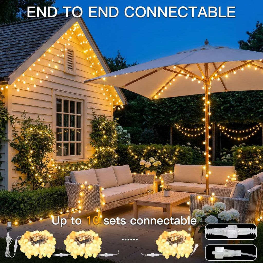 Suddus Globe String Lights - 33ft 100 LED Indoor/Outdoor Fairy Lights with Remote | Warm White