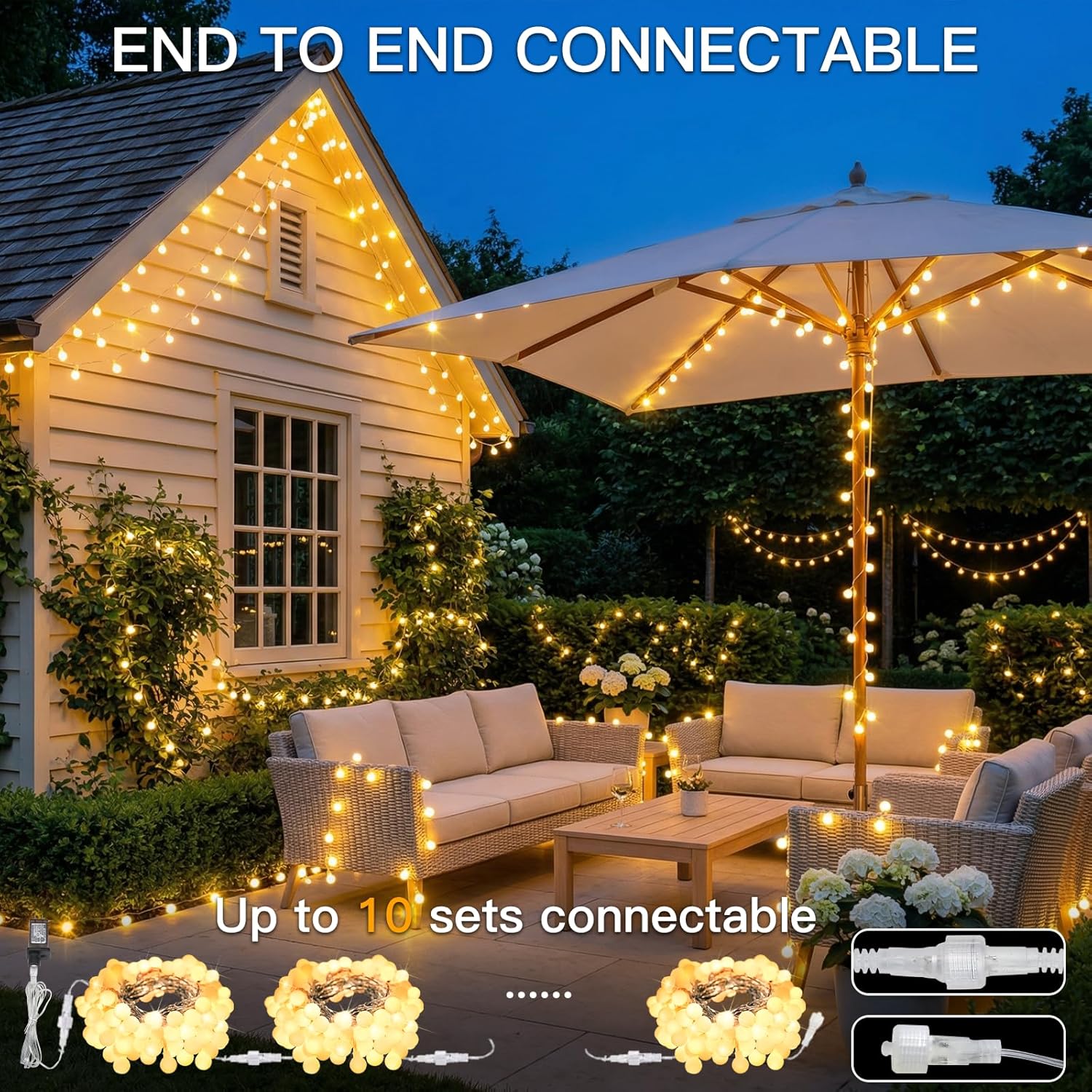 Suddus Globe String Lights - 33ft 100 LED Indoor/Outdoor Fairy Lights with Remote | Warm White