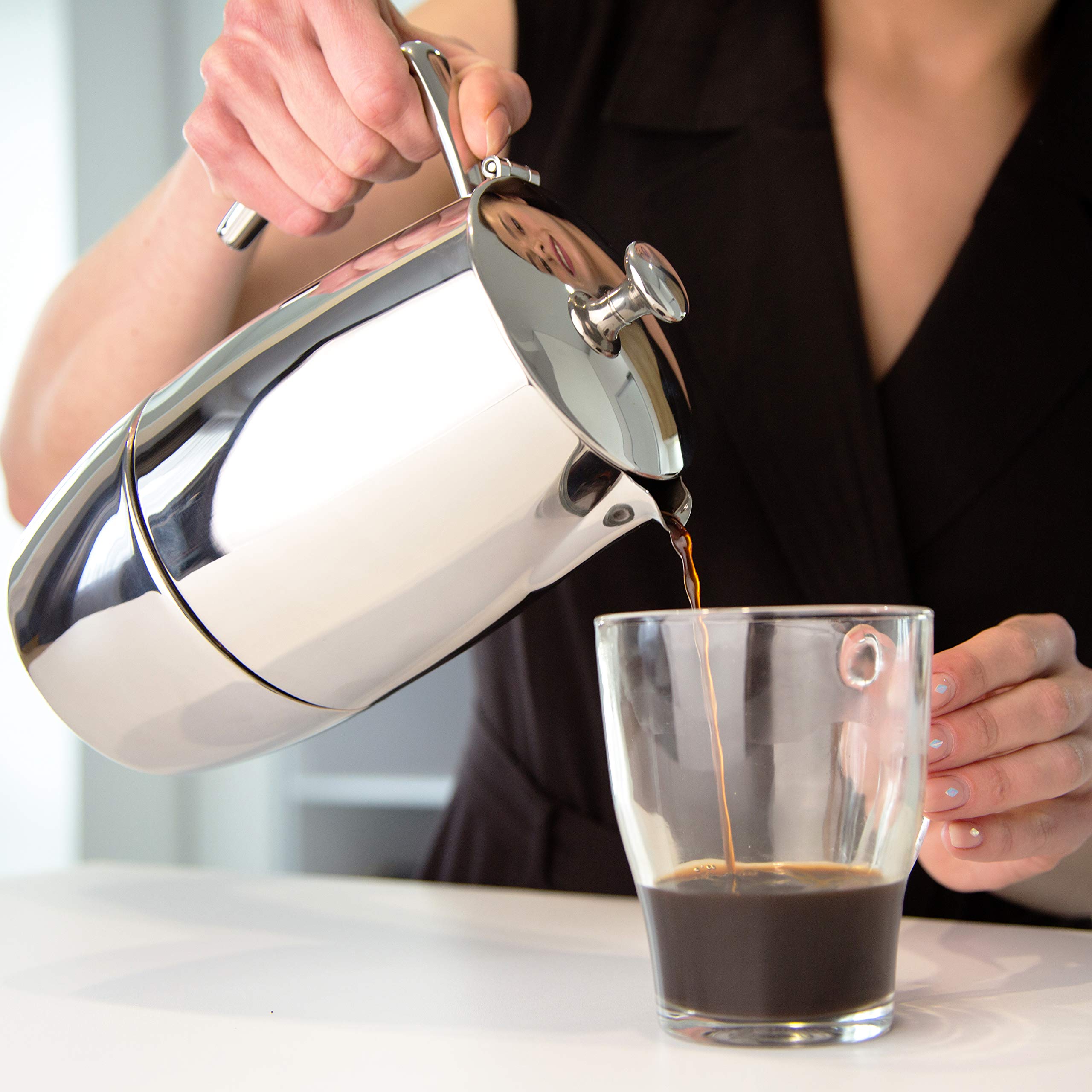 VeoHome Stovetop Espresso Coffee Maker - 10 Cups 500ml Multi-Stove Stainless Steel Induction Moka Pot - Unbreakable and Dishwasher-Safe Italian Style Caffe Machine