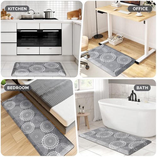 LuxStep Kitchen Mat Waterproof Kitchen Rugs for Floor Cushioned Anti-Fatigue Mat Non-Slip Standing Desk Mat Comfort Floor Mats for House Sink Office 20" x 39"-4/5 Inch Grey