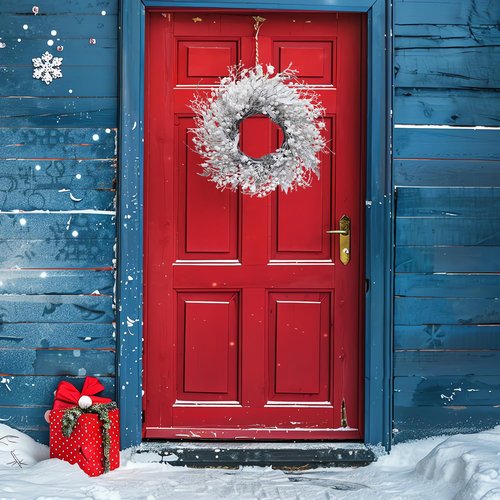BINFEN 20 Inch Snow Flocked White Berry Winter Wreath with Twig & Leave- Artificial Christmas Wreaths for Front Door Porch Wall Window Porch Fireplace Outdoor Decor