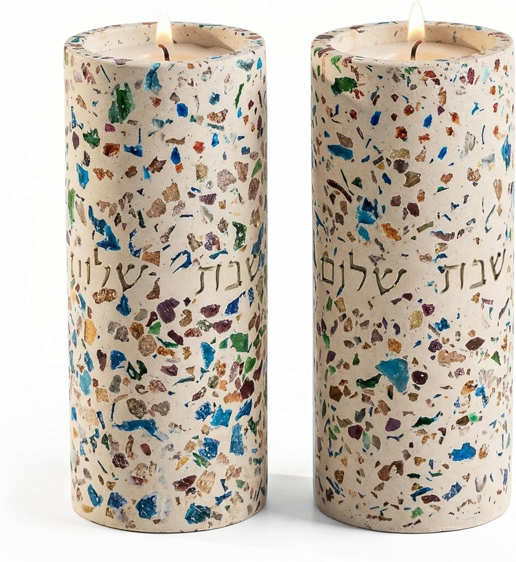 Suri Shabbat Candle Holder - Elegant Metal Candlesticks for Modern Jewish Home Décor | Turquoise Finish