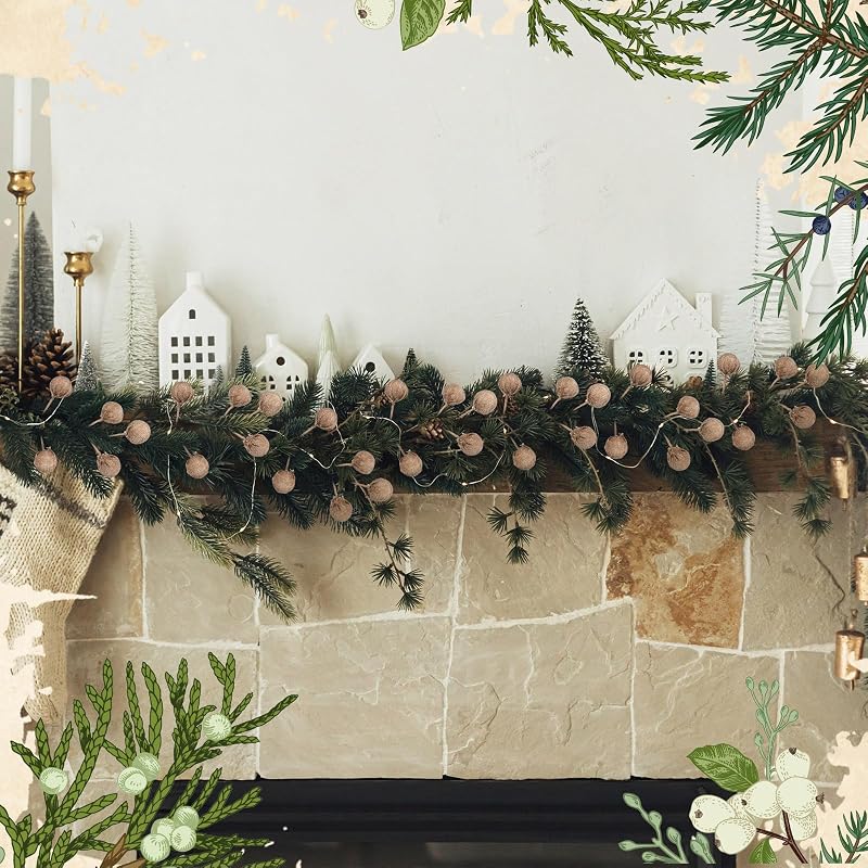 Burlap Christmas Tree Picks – 6 Rustic Farmhouse Ornaments 11.8in