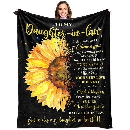 Daughter in Law Gifts for Valentines Day Throw Blanket 60" x 50", Birthday Gifts for Daughter in Law, Daughter in Law Gifts from Mother in Law, Daughterinlaw Gift Ideas, Best Gifts for Daughter-in-Law