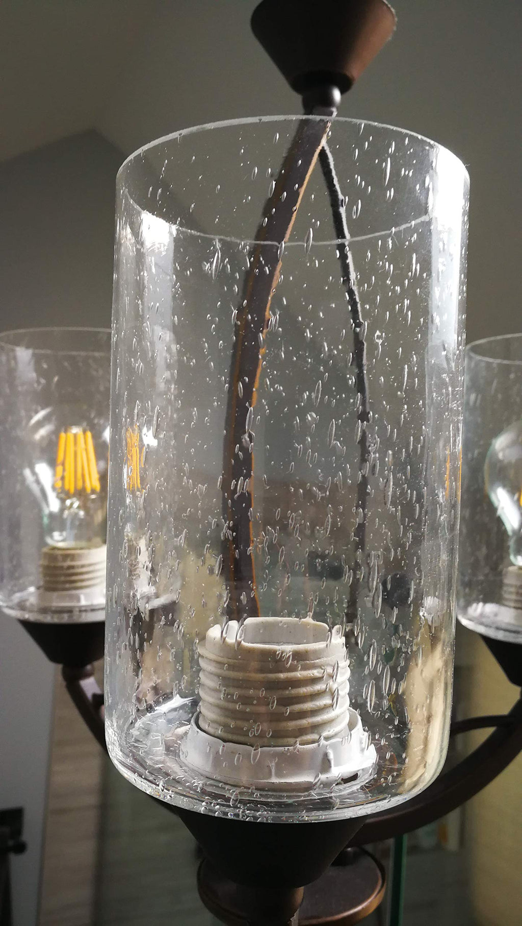 Bubble Seeded Glass Shade, LEDupdates 3 Packs Clear Cylinder for Light Fixture Glass replacement 1" 5/8 fitter