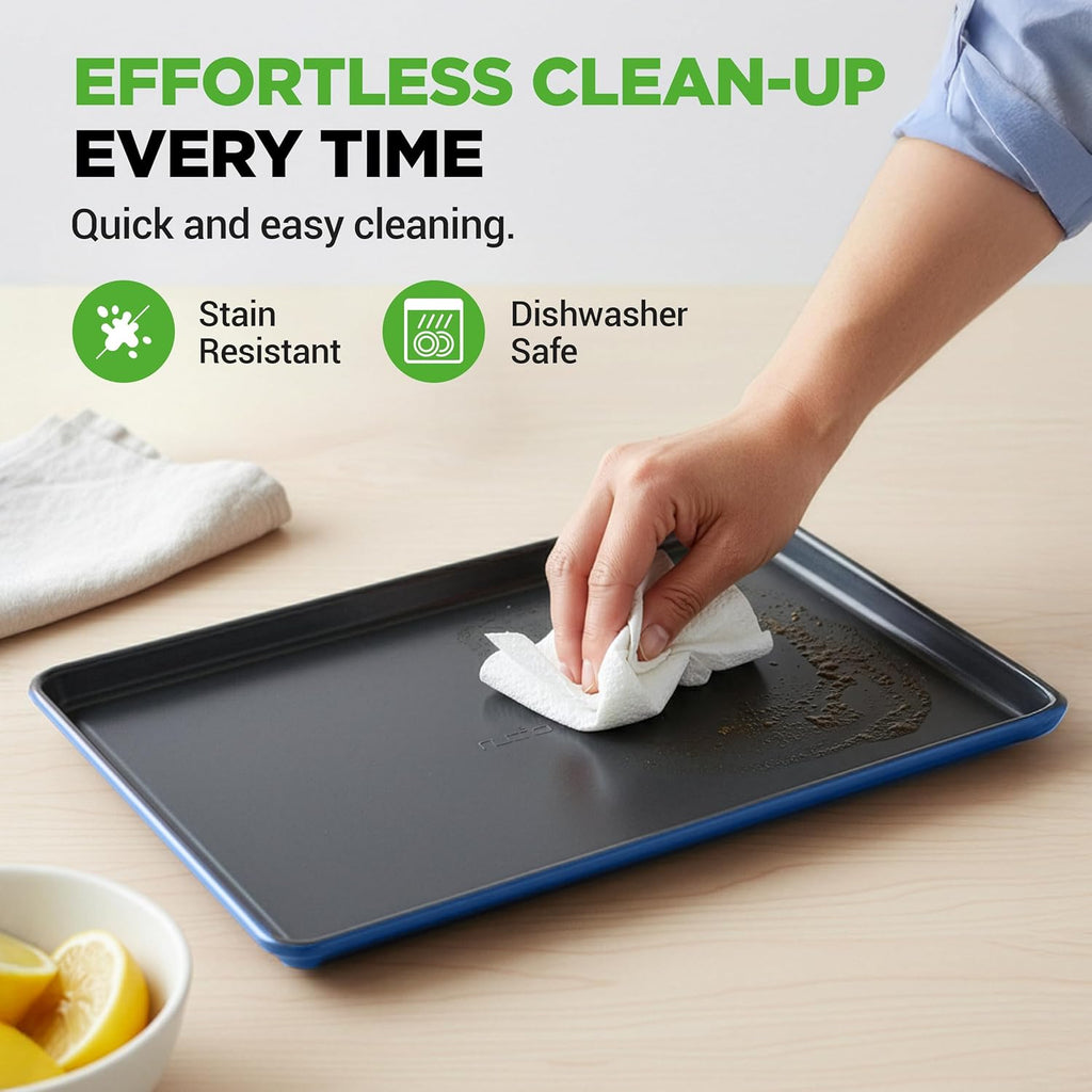 NutriChef 8-Piece Nonstick Bakeware Set - Oven Safe Baking Trays & Pans in Blue