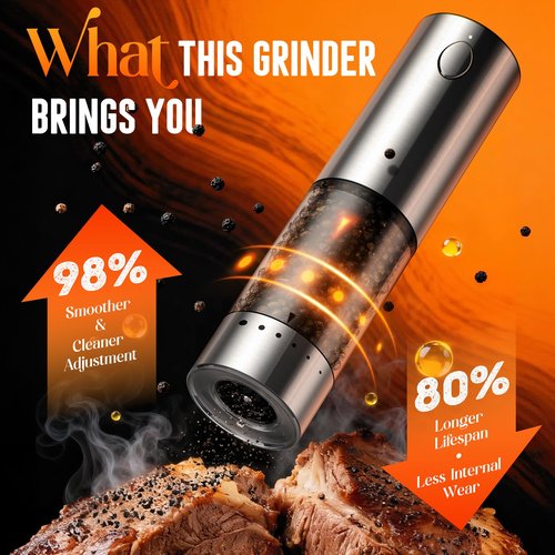 Electric Salt and Pepper Grinder Set – Rechargeable Automatic Salt and Pepper Shaker with 6 Adjustable Coarseness, Large-Capacity Pepper Mill Kitchen Appliances and Home Essentials Gifts for Women
