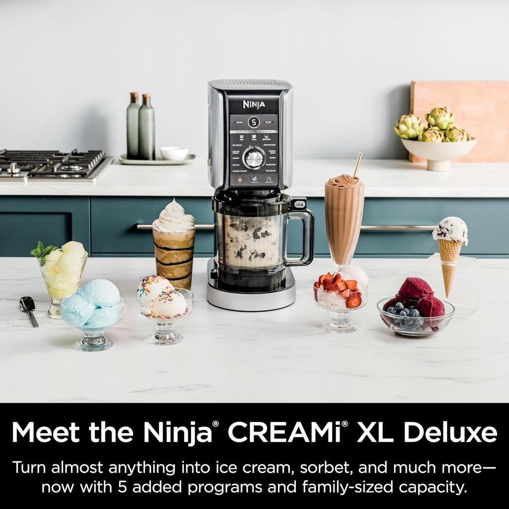 Ninja CREAMi Deluxe Ice Cream Maker - 11-in-1 Frozen Treat Machine with 4 Family-Sized Tubs, Silver