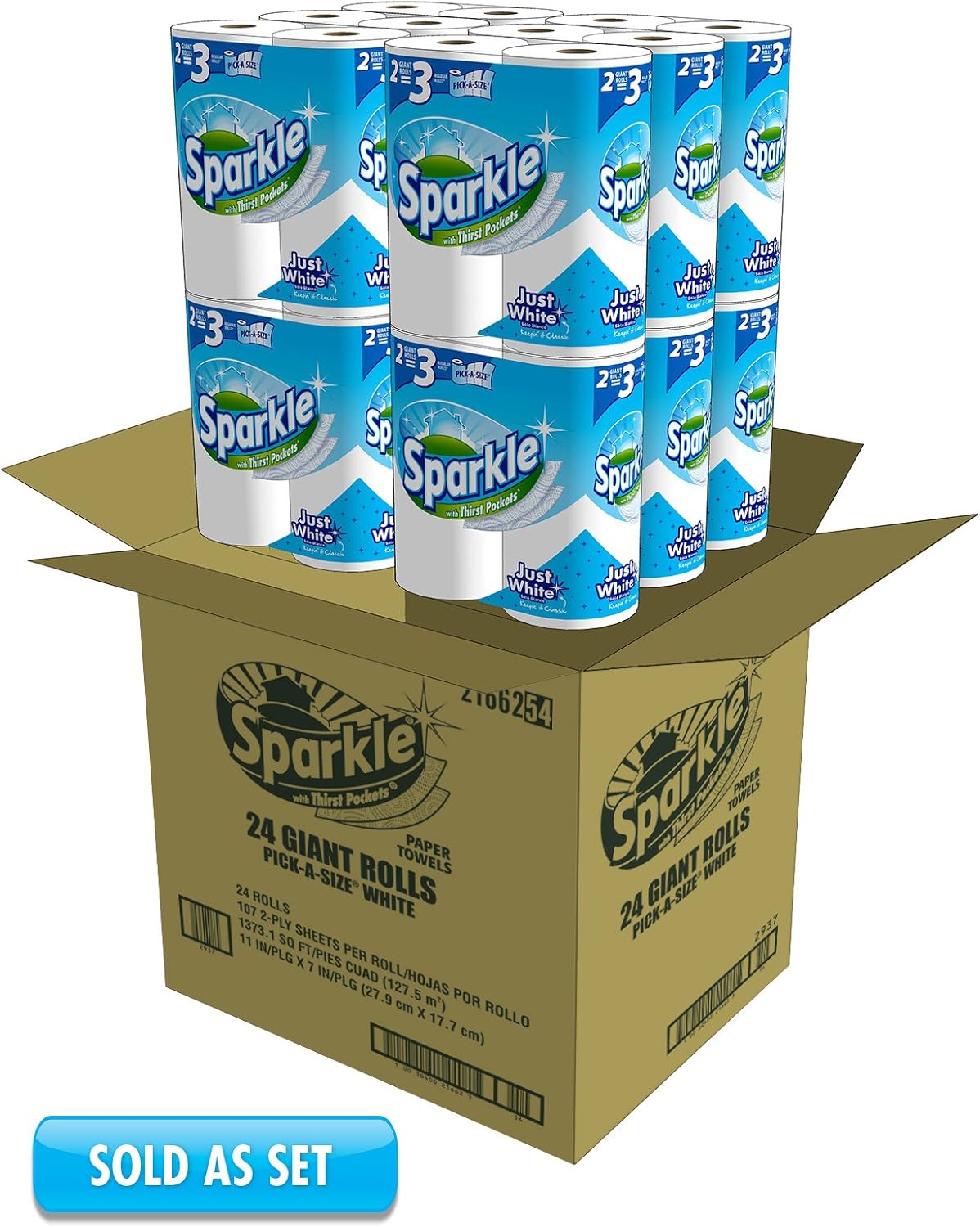 Sparkle Paper Towels - 24 Giant Rolls | Pick-A-Size, Ultra-Absorbent, White