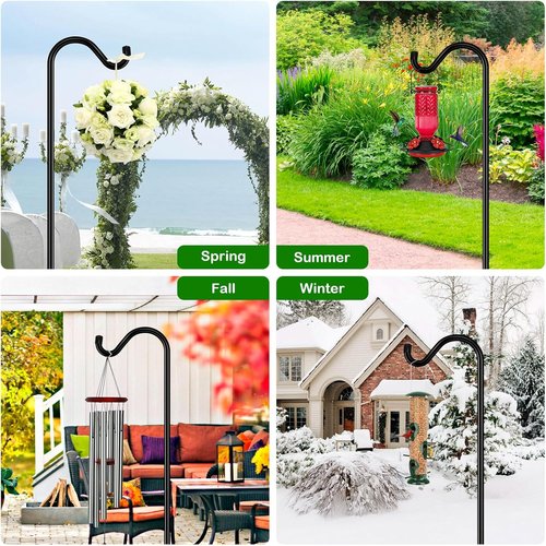 Feed Garden 76'' Heavy Duty Bird Feeder Pole - Adjustable Shepherds Hook for Hummingbird Feeders & Lanterns