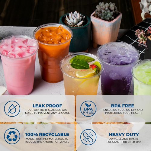 Freshware Clear Plastic Cups - 20 oz Disposable Cups for Iced Coffee & Smoothies | 100 Pack