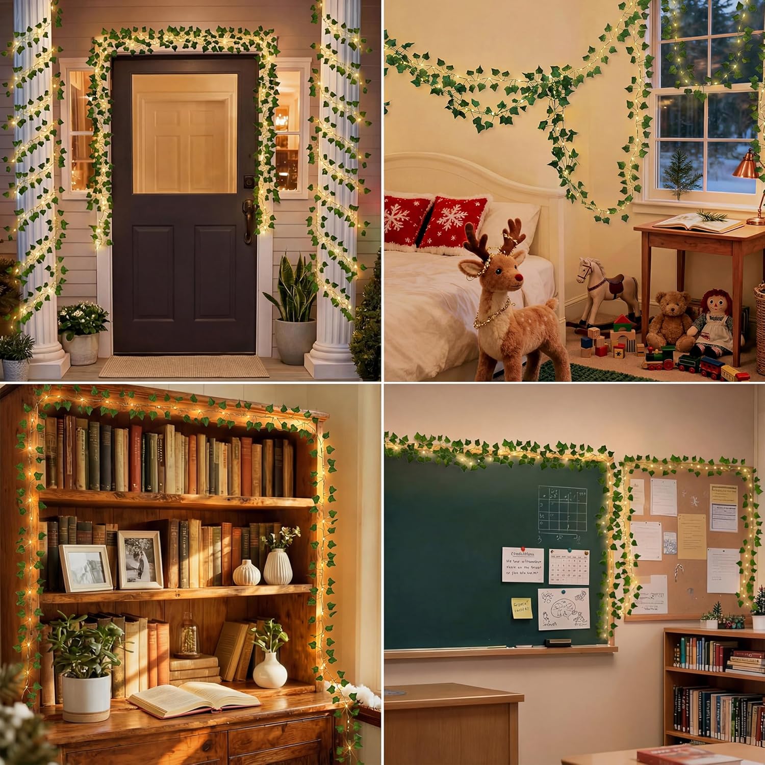 Skiennix 40ft LED Vine Fairy Lights - Battery Operated Ivy String Lights with Remote & Timer | Warm White for Indoor Decor