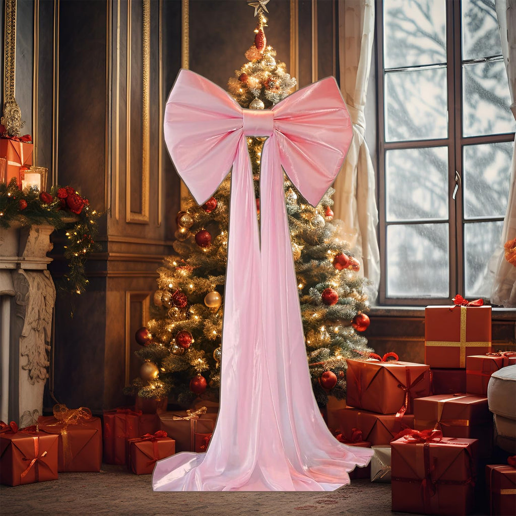 Skiennix Large Pink Bow Birthday Decorations - 31'' x 60'' Themed Backdrop for Weddings & Showers