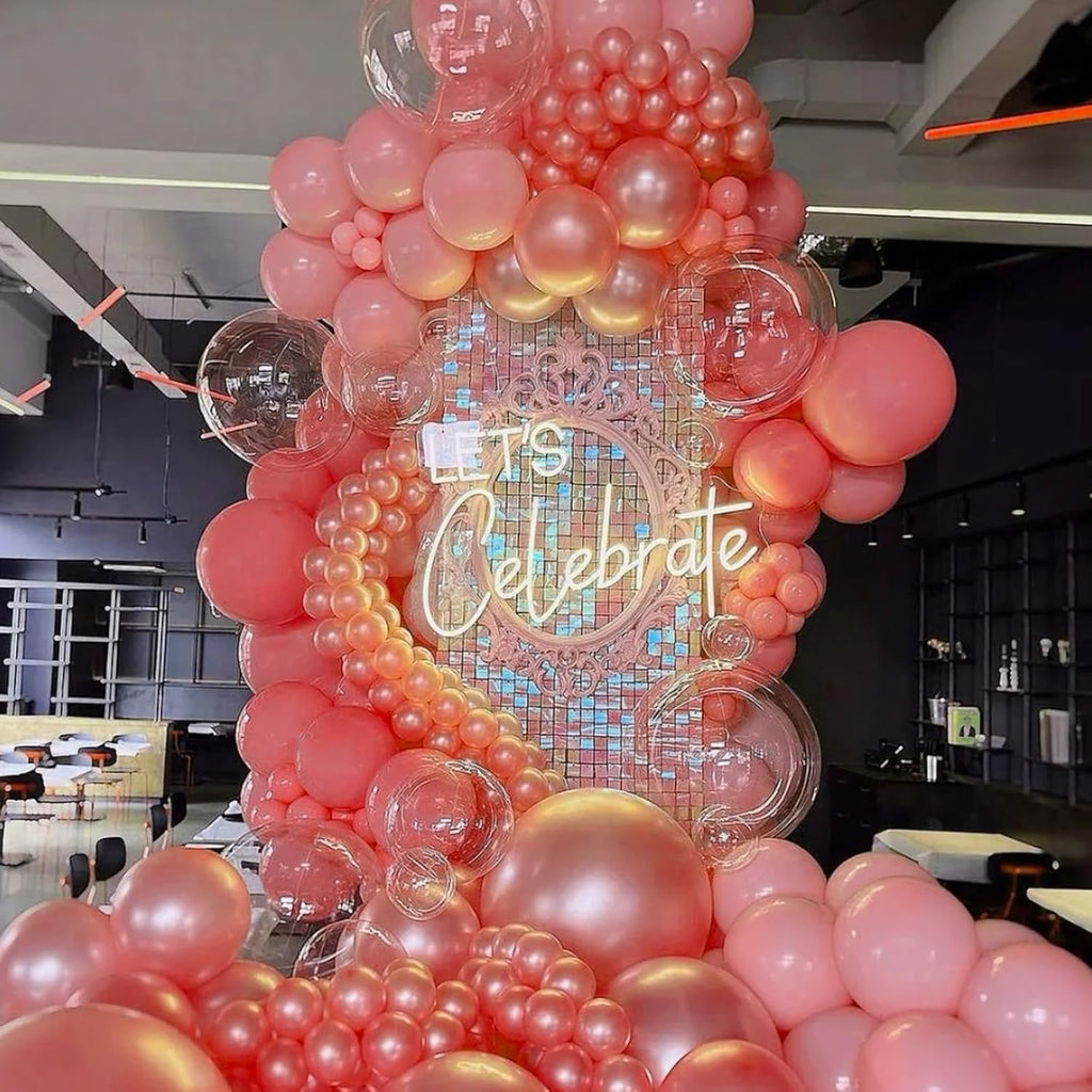 Voircoloria Hot Pink Balloon Garland Kit - 130pcs Latex Balloons in Various Sizes for Parties & Events