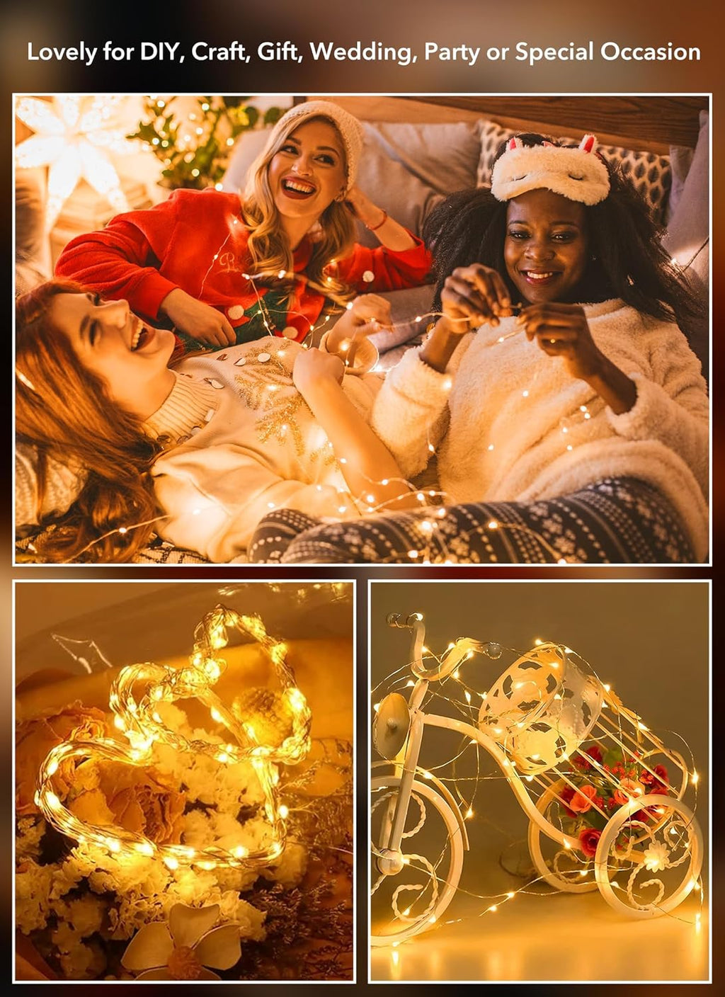Minetom 6 Pack Fairy Lights - 7ft Battery Operated Waterproof Silver Wire String Lights for DIY Decor