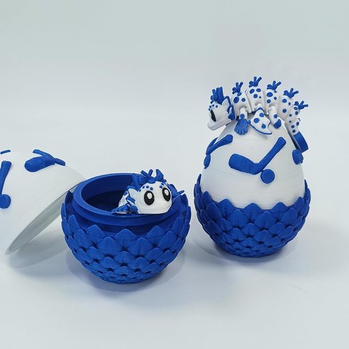 Enchanted 3D Egg - Handcrafted Fantasy Decor with Miniature Iceball Dragon & Egg (Box)