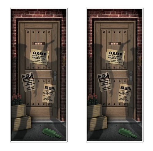 Beistle 2-Pack Speakeasy Door Cover, All-Weather Prohibition Era Hanging Decorations & Roaring 1920s Party Decor for Gatsby Themed Parties, 6' x 30"