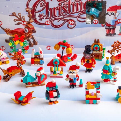 JOYIN 2025 Christmas Advent Calendar Building Blocks, 24 Days Christmas Theme Countdown Building Toy Set for Boys Girls, Xmas Party Favor Supplies, Classroom Prizes, Kids Xmas Gifts
