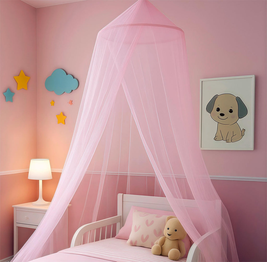 Daksha Princess Pink Bed Canopy for Girls, Dreamy Canopy Net Fits Most Single, Twin, Full and Queen Size Bed, Room Decor, Kids Bedroom Accessories
